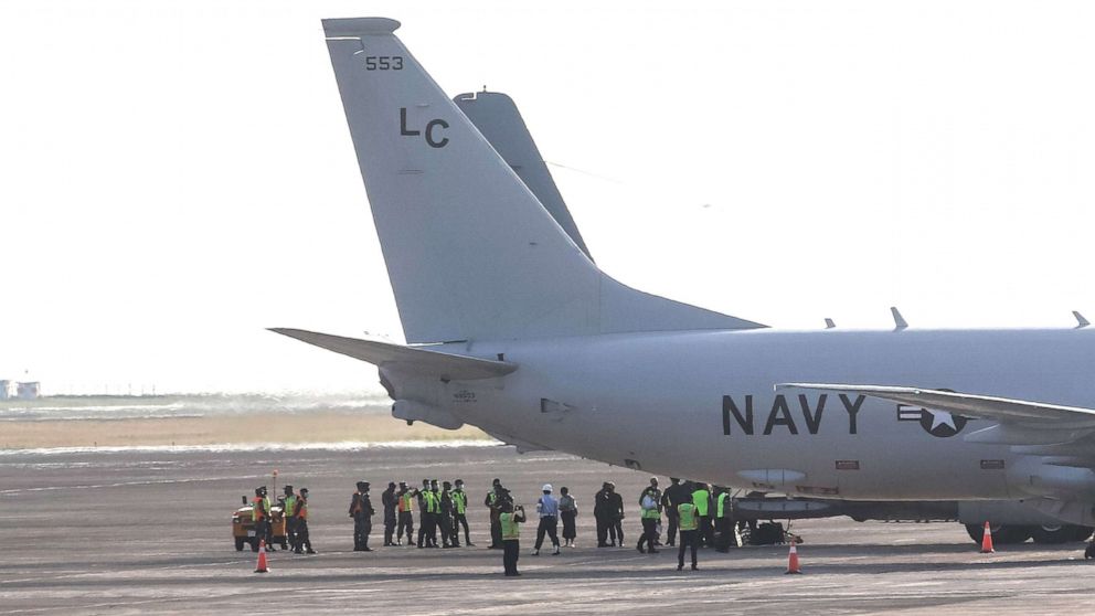 PHOTO: U.S. Navy P-8 Poseidon aircraft lands at Ngurah Rai Military Air Base in Kuta, Bali, Indonesia, on April 25 2021.