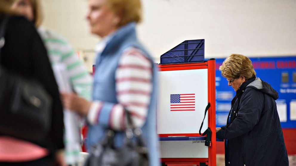 PHOTO: A woman fills out a ballot at a polling place during Super Tuesday voting on March 3, 2020, in St. Pauls, N.C.