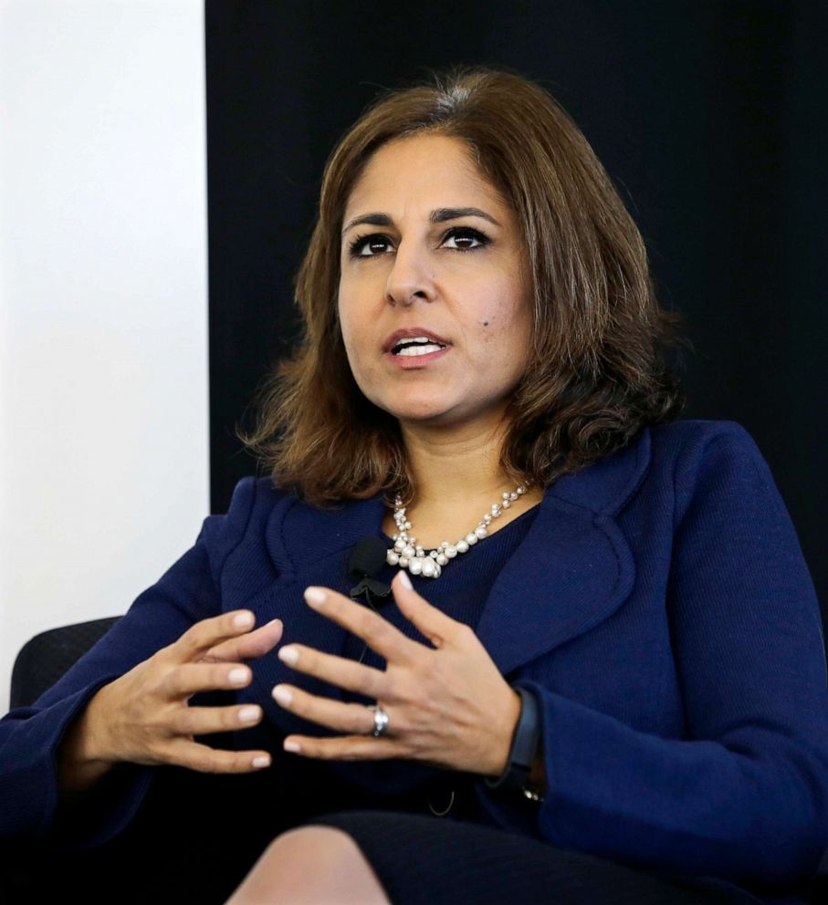 PHOTO: Neera Tanden, president of Center for American Progress, speaks during an introduction for New Start New Jersey at NJIT in Newark, N.J., Nov. 10, 2014.