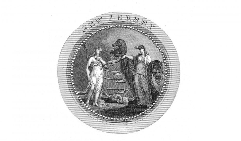 PHOTO: Engraving of the Great Seal of New Jersey, 1849.