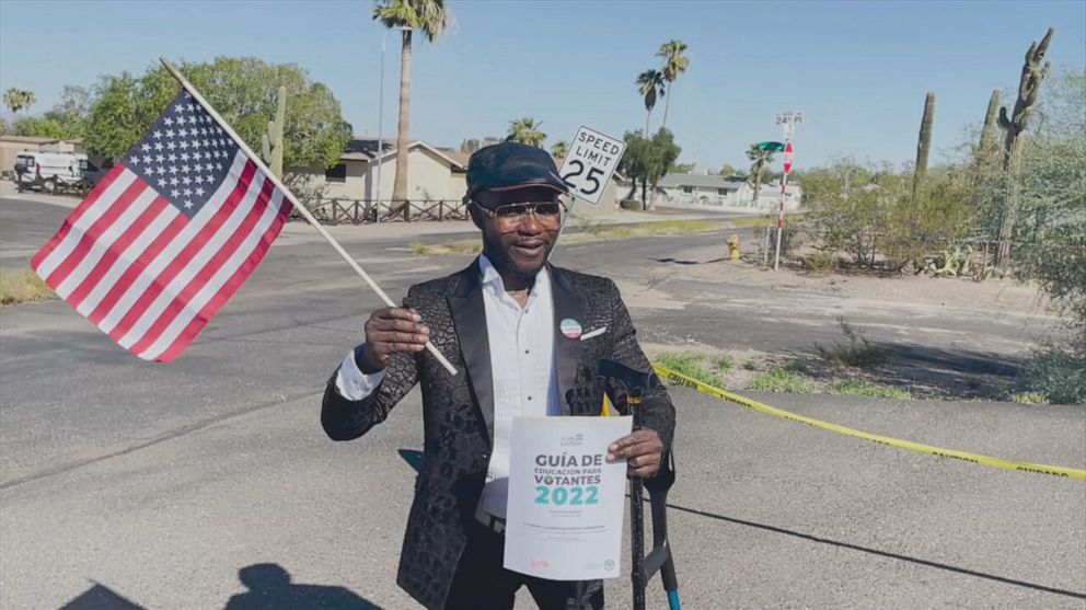 PHOTO: Tema Patrick, 45, of Phoenix, Ariz., is a newly-naturalized American citizen from the Democratic Republic of Congo. The father of 6 cast his first ballot in the 2022 midterm election.