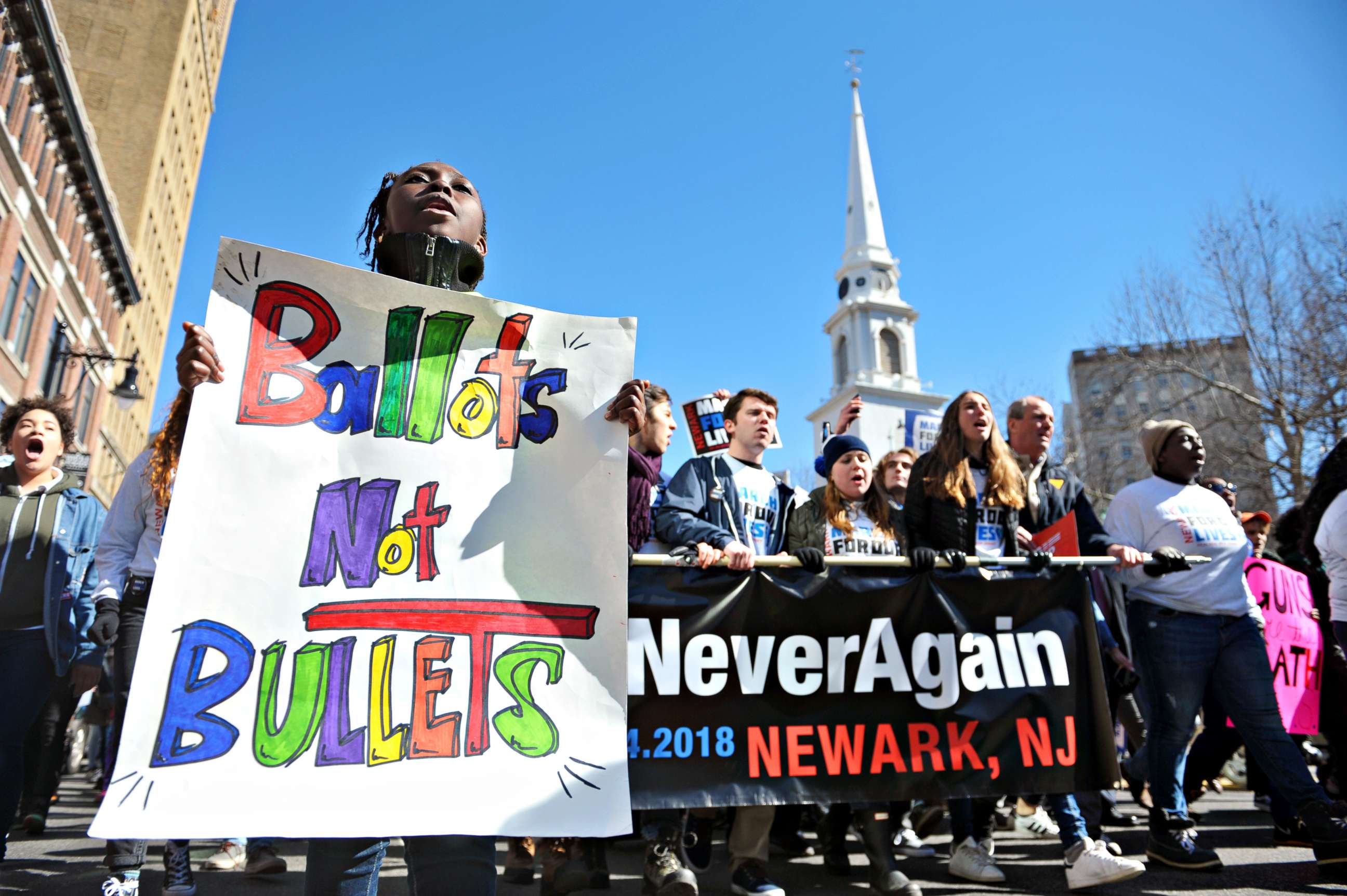 PHOTO: TThousands of people, young and old, rallied in Newark, New Jersey for the local March for Our Lives event, March 24, 2018. One of many sister events held around the country in conjunction with the main rally in Washington, D.C.