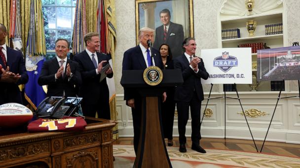 Pres. Trump announced on Monday that Washington, D.C., will host the 2027 NFL draft on the National Mall.