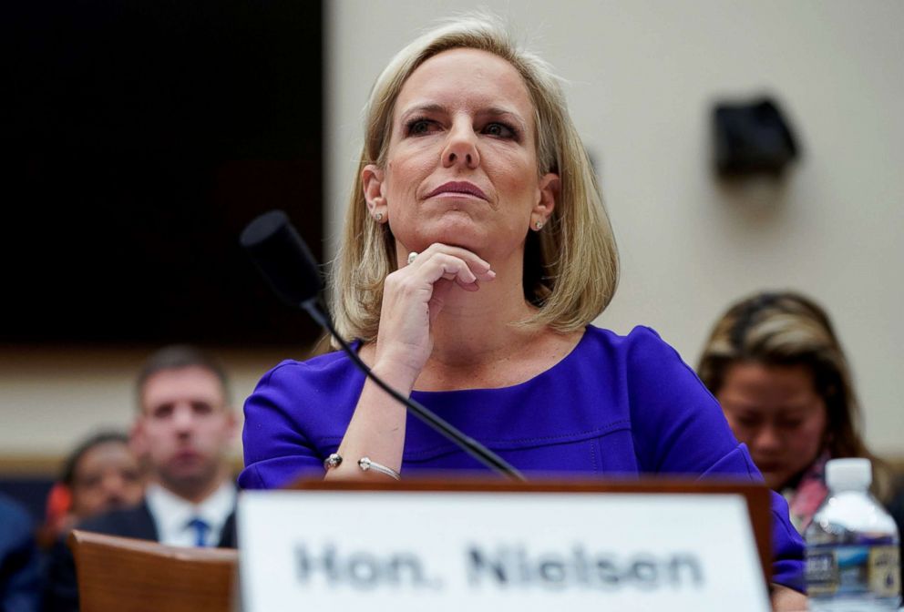 PHOTO: Secretary of Homeland Security Kirstjen Nielsen waits to testify to the House Judiciary Committee hearing on oversight of the Department of Homeland Security on Capitol Hill in Washington, D.C., Dec. 20, 2018.