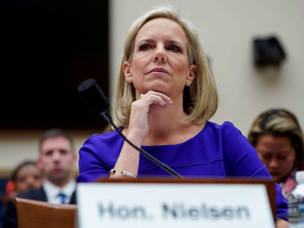 PHOTO: Secretary of Homeland Security Kirstjen Nielsen waits to testify to the House Judiciary Committee hearing on oversight of the Department of Homeland Security on Capitol Hill in Washington, D.C., Dec. 20, 2018.
