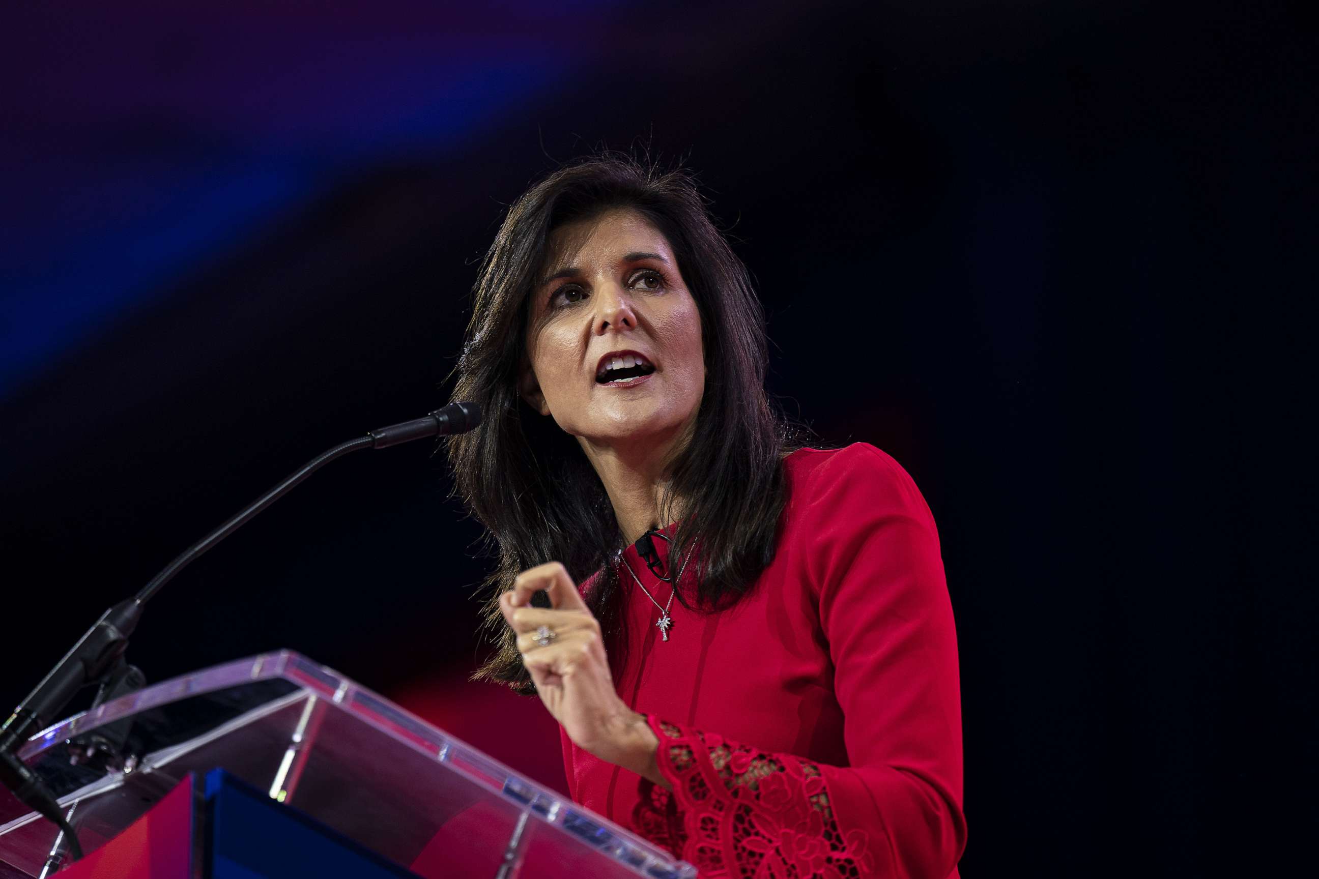 PHOTO: Nikki Haley, former ambassador to the United Nations, speaks during the Conservative Political Action Conference (CPAC), March 3, 2023, in National Harbor, Md.