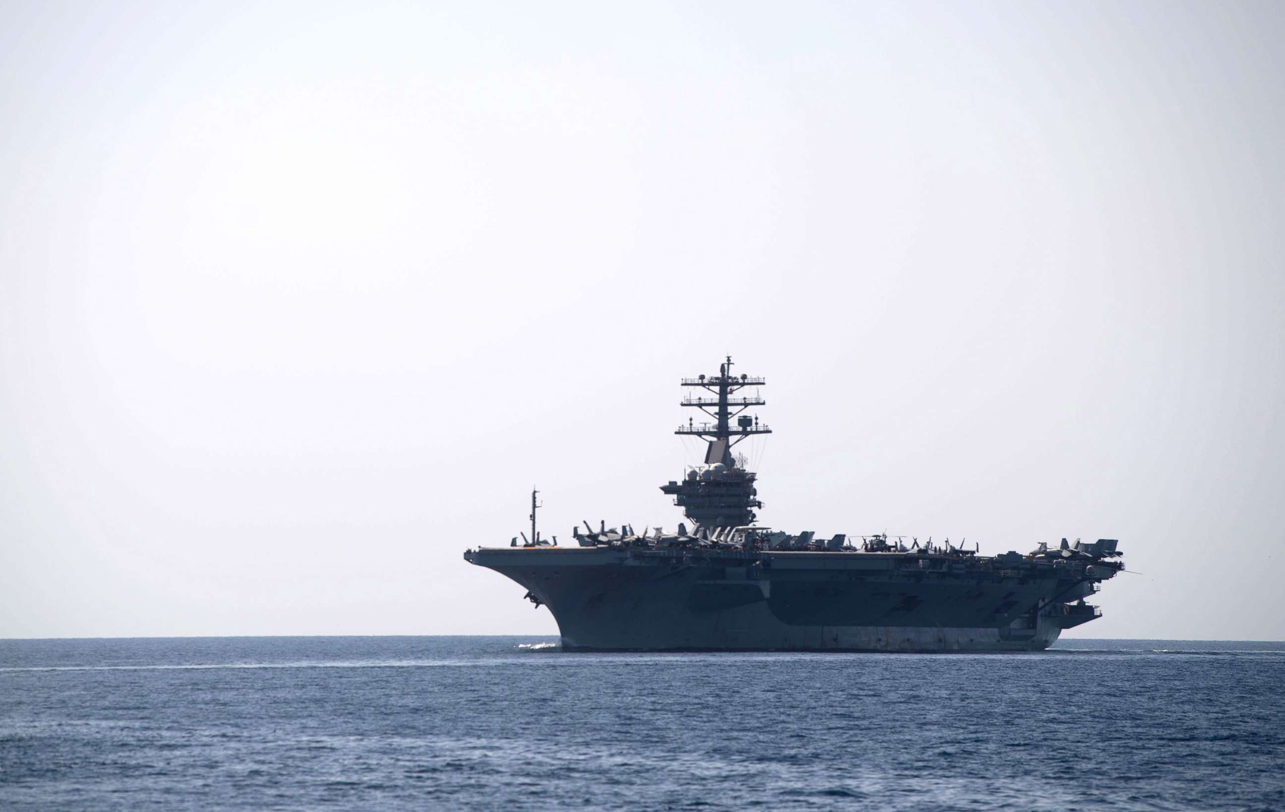 PHOTO: Aircraft carrier USS Nimitz transits the Strait of Hormuz, Sept. 18, 2020. 