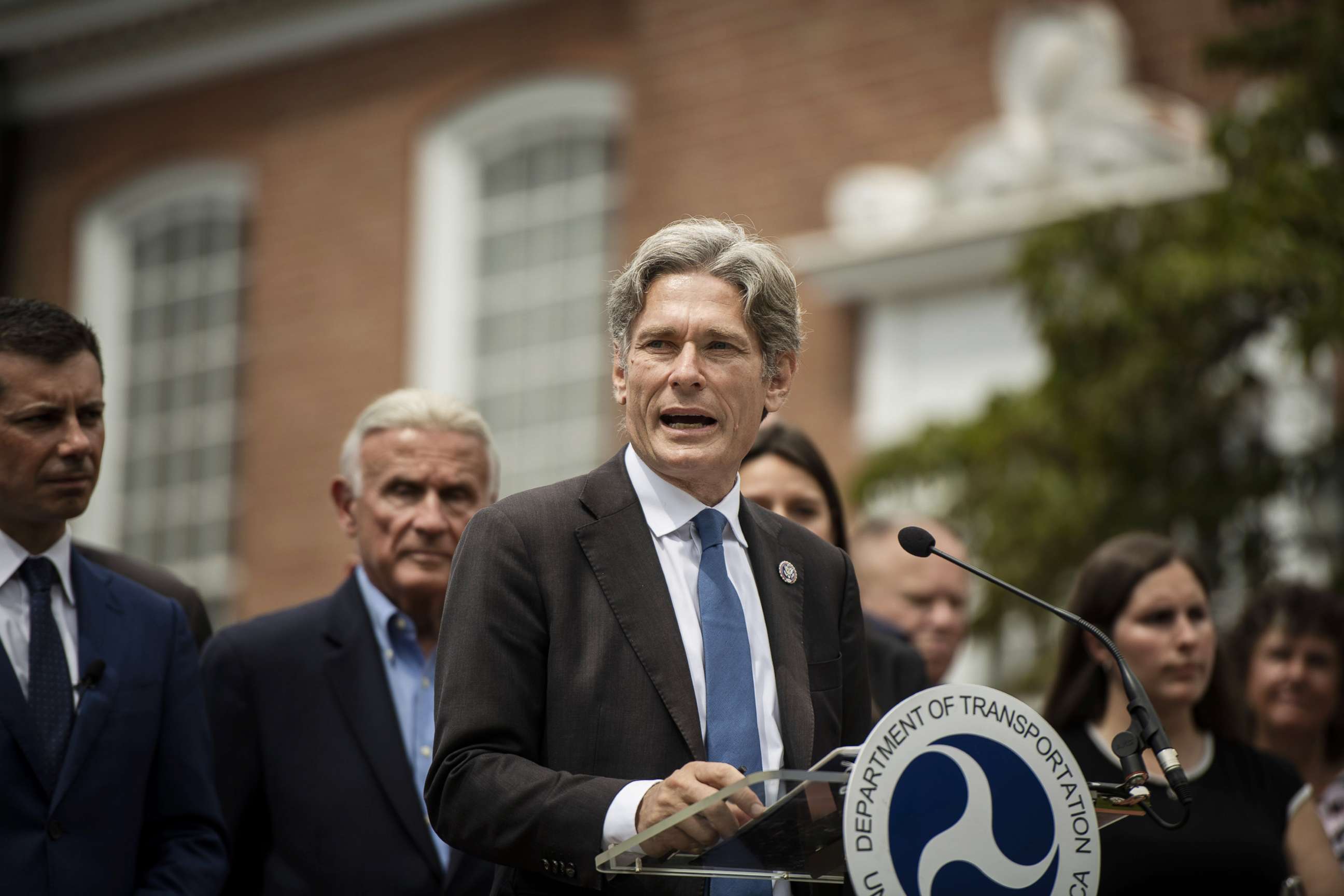 PHOTO: Rep. Tom Malinowski speaks during a news conference in Westfield, N.J., Aug. 9, 2021.