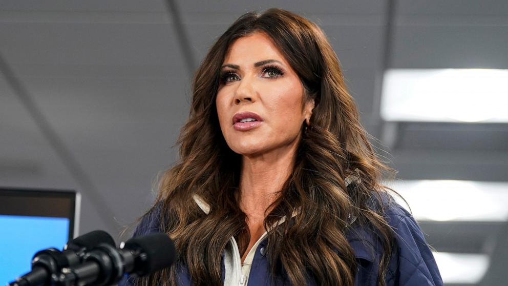 PHOTO: Secretary of Homeland Security Kristi Noem speaks during a news conference in the National Response Coordination Center at the Federal Emergency Management Agency (FEMA) headquarters on Jan. 24, 2026, in Washington, D.C.