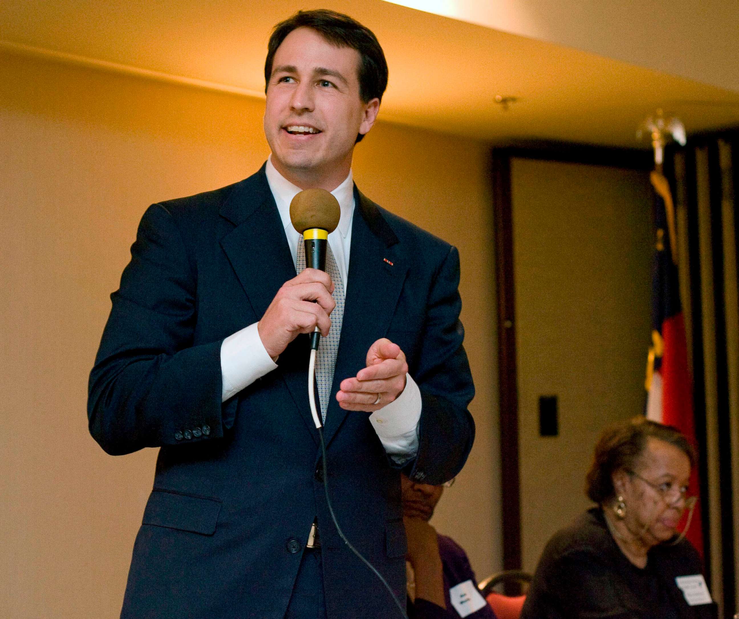PHOTO: Cal Cunningham addresses a gathering of the Democratic Women of Wake County during a forum with other candidates in Raleigh, N.C., March 24, 2010.