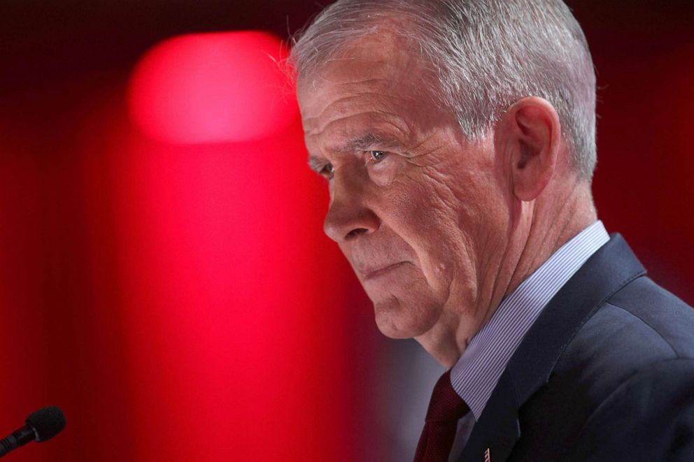 PHOTO: President of the National Rifle Association (NRA) Oliver North speaks during CPAC 2019, Feb. 28, 2019, in National Harbor, Md. 