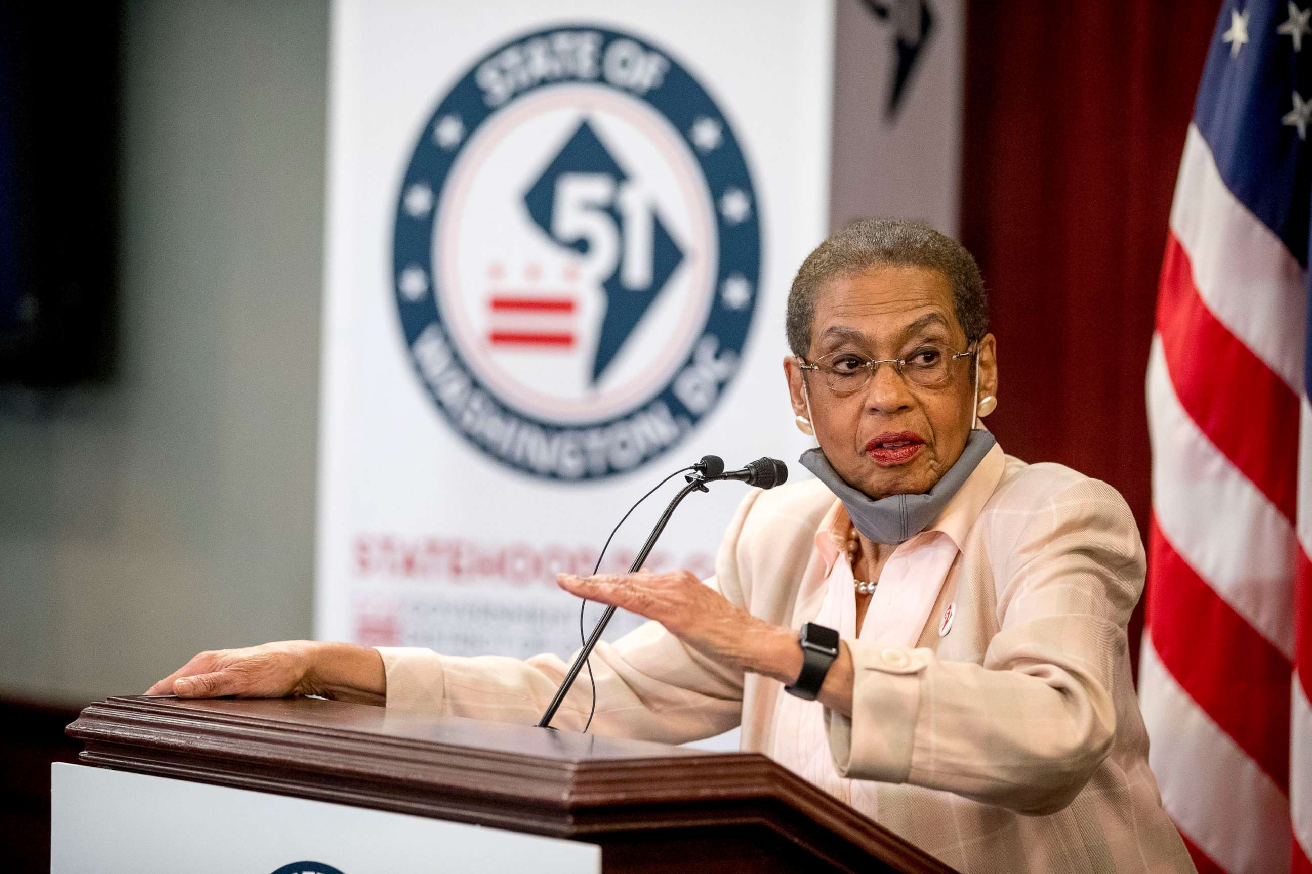 PHOTO: Delegate Eleanor Holmes Norton, D-D.C., speaks at a news conference on District of Columbia statehood on Capitol Hill, June 16, 2020.