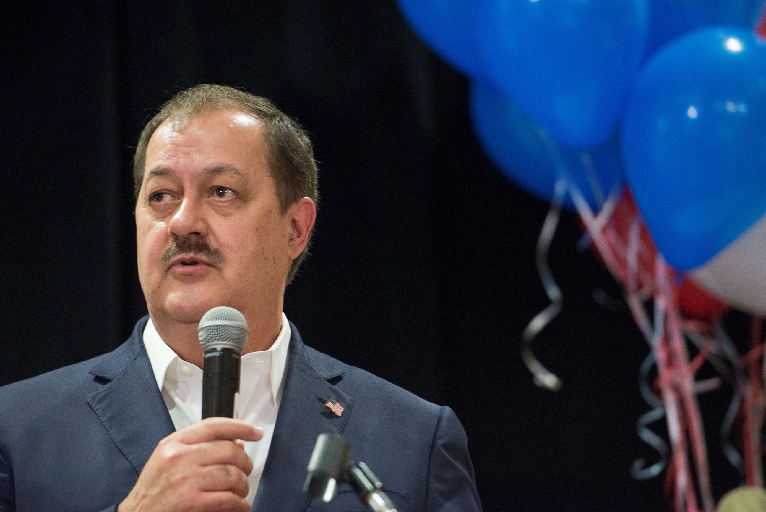 PHOTO: Republican U.S. Senate candidate Don Blankenship speaks to his supporters during the primary election in Charleston, West Virginia, May 8, 2018.