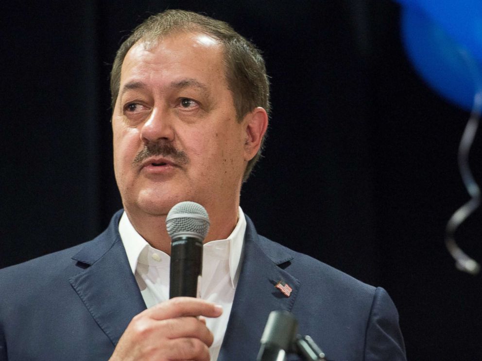 PHOTO: Republican U.S. Senate candidate Don Blankenship speaks to his supporters during the primary election in Charleston, West Virginia, May 8, 2018.