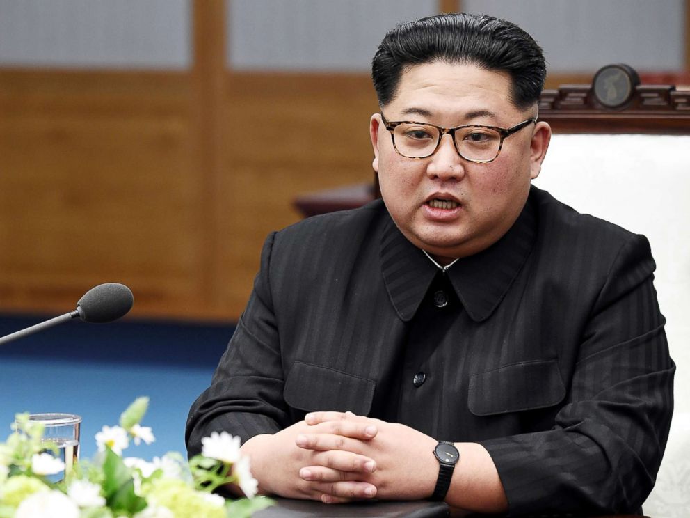 PHOTO: North Koraen Leader Kim Jong Un speaks during the Inter-Korean Summit at the Peace House on April 27, 2018 in Panmunjom, South Korea.