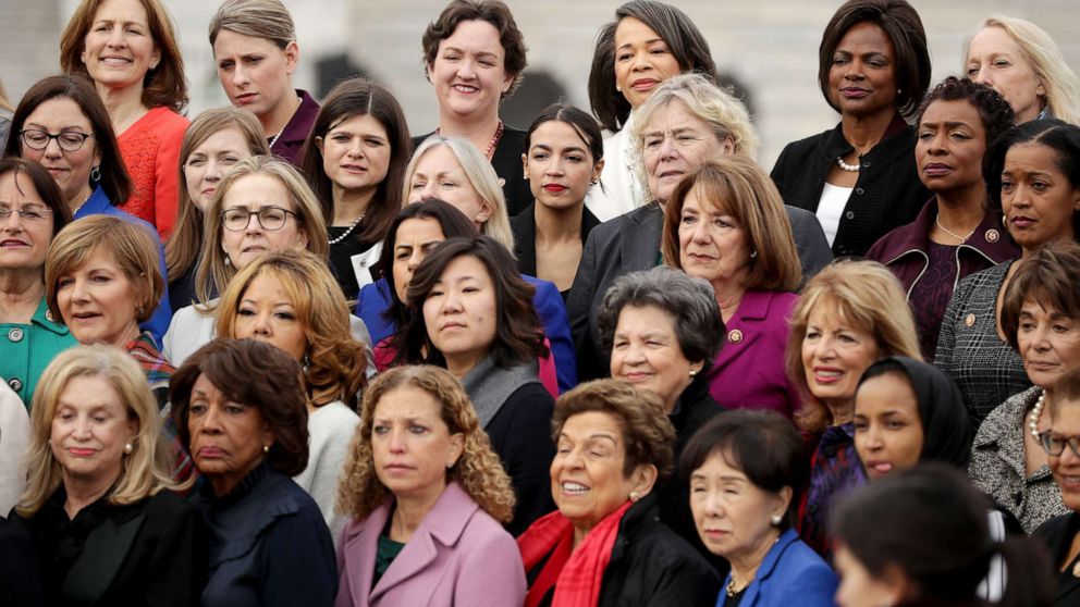 PHOTO: House Democratic women pose for a portrait in front of the Capitol in Washington, Jan. 04, 2019.