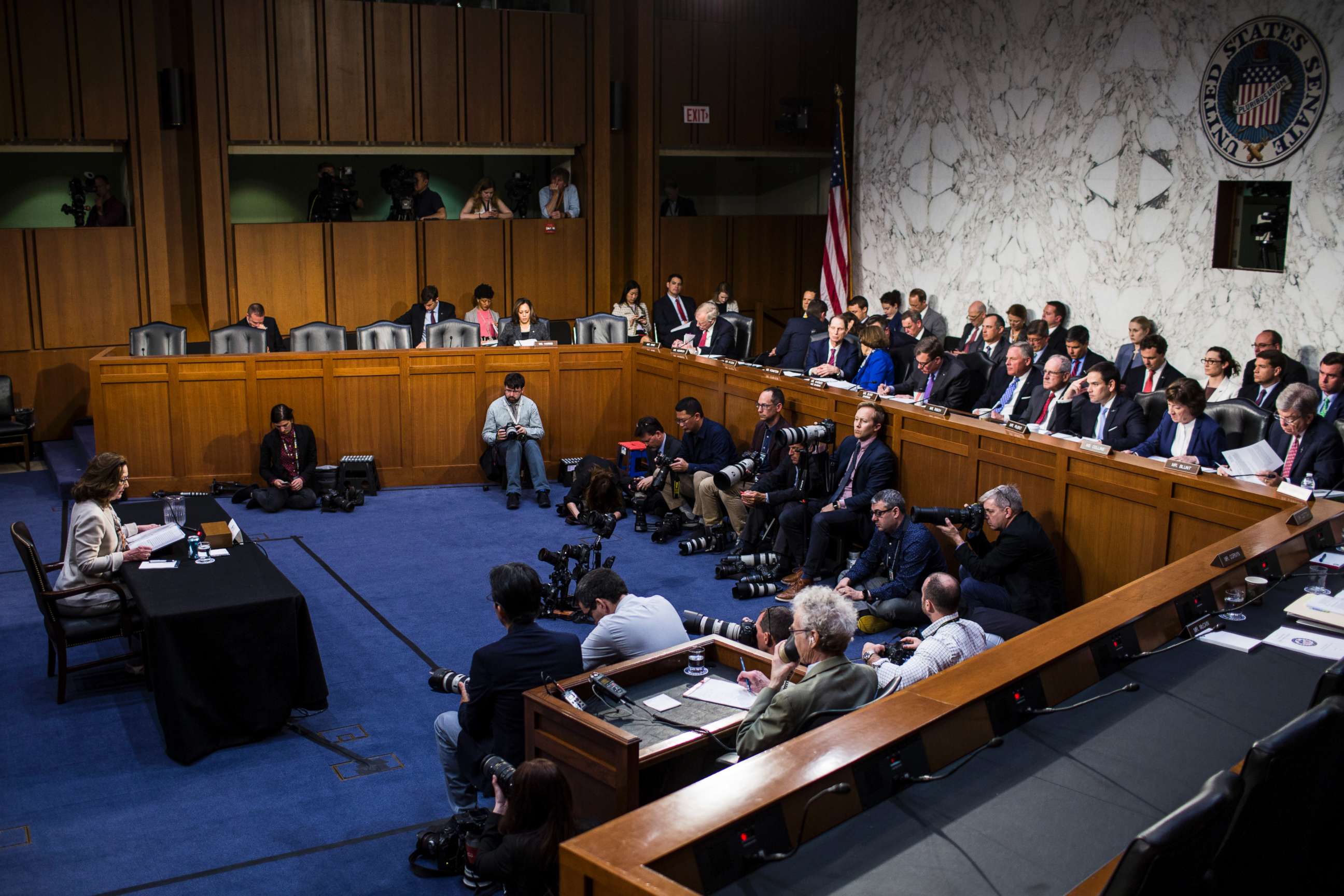 PHOTO: Members of the the Senate (Select) Committee on Intelligence listening to CIA Director nominee, Gina Haspel,  May 9, 2018 in Washington, DC.
