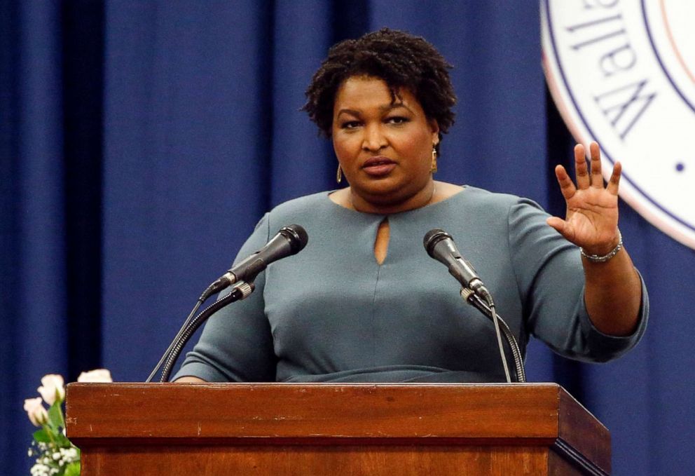 PHOTO: Rep. Stacey Abrams speaks at the unity breakfast in Selma , Ala.,  March 1, 2020.  
