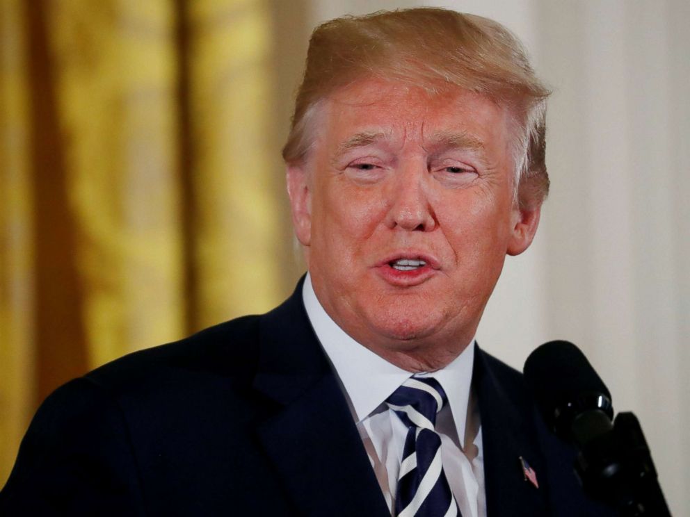 PHOTO: President Donald Trump participates in a celebration of military mothers and spouses at the White House in Washington,D.C., May 9, 2018. 