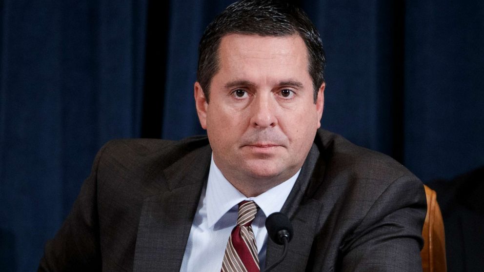 PHOTO: Rep. Devin Nunes during testimony by Jennifer Williams and Alexander Vindman on Capitol Hill in Washington, Nov. 19, 2019, during a public impeachment hearing of President Donald Trump.