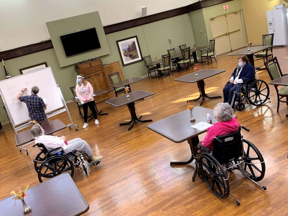 PHOTO: After a long year of isolation, residents at John Knox village were able to play activities and eat together.