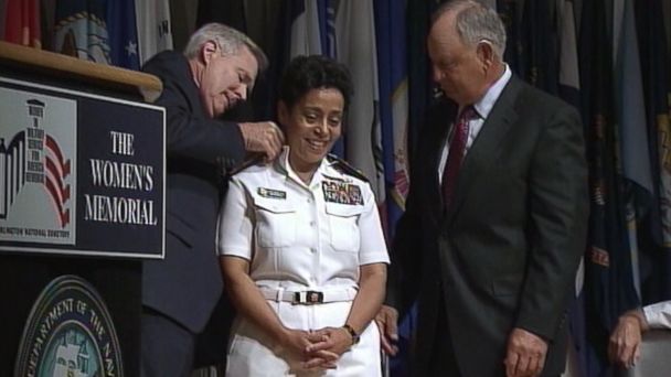 Video Navy Pins First Female 4 Star Admiral Abc News