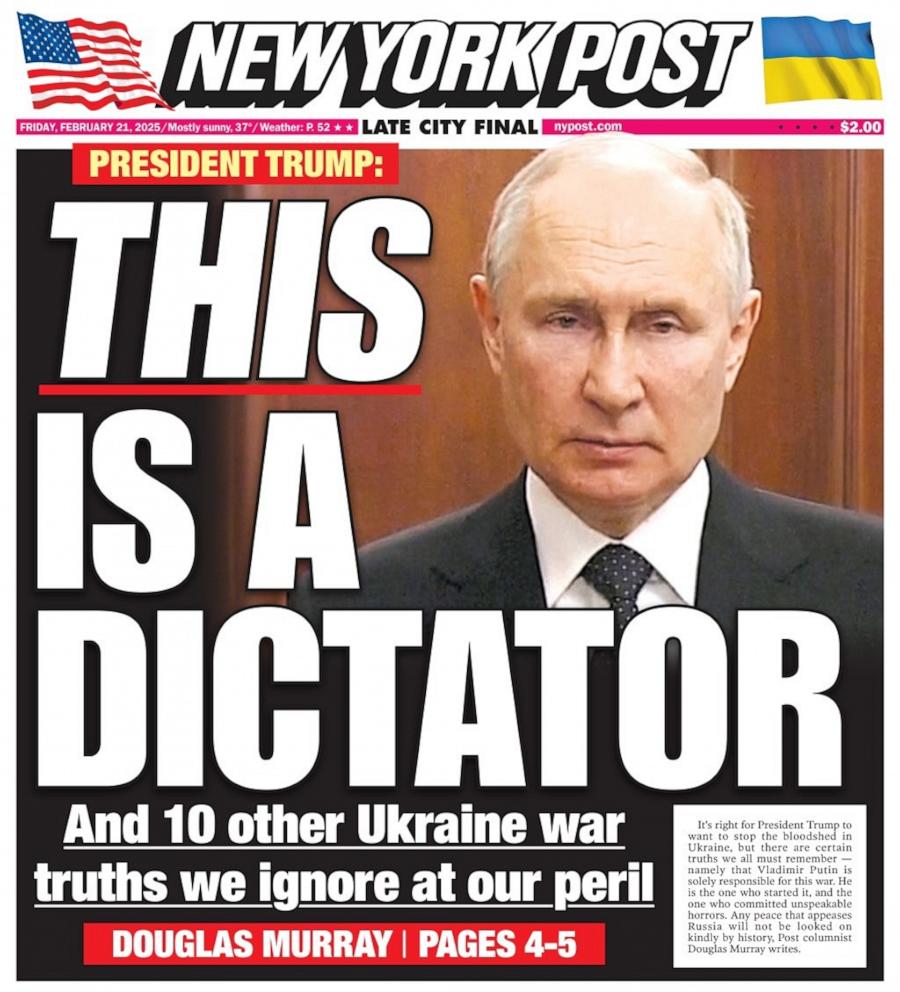 PHOTO: The New York Post Feb. 21, 2025 issue cover is seen here.