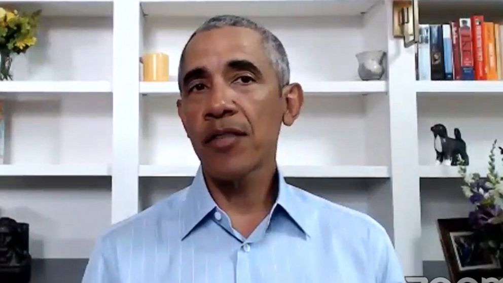 PHOTO: In a screengrab from the Obama Foundation, former US President Barack Obama participates in a virtual town hall on June 3, 2020.