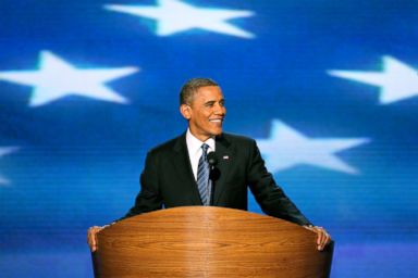 PHOTO: President Barack Obama speaks at the 2012 Democratic National Convention in Charlotte, North Carolina, Sept. 5, 2012.