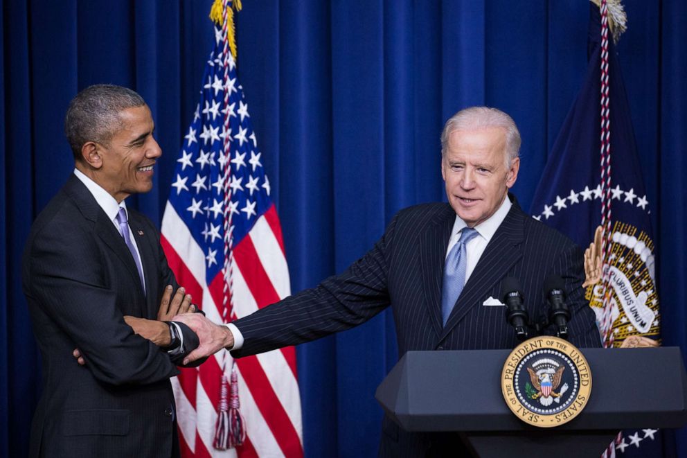 PHOTO: In this Dec. 13, 2016, file photo, Vice President Joe Biden tells how his son Beau Biden loved President Barack Obama, before the signing of the 21st Century Cures Act, at the White House in Washington, DC.