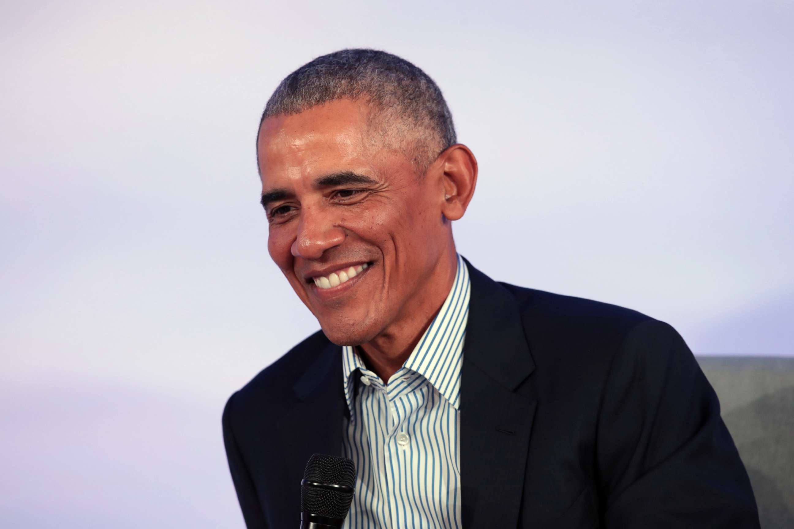 PHOTO: Former President Barack Obama speaks to guests at the Obama Foundation Summit on the campus of the Illinois Institute of Technology on Oct. 29, 2019 in Chicago.