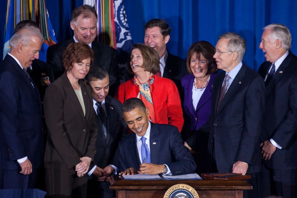 PHOTO: President Barack Obama signs the Don't Ask, Don't Tell Repeal Act of 2010 at the Interior Department in Washington, D.C., Dec. 22, 2010.