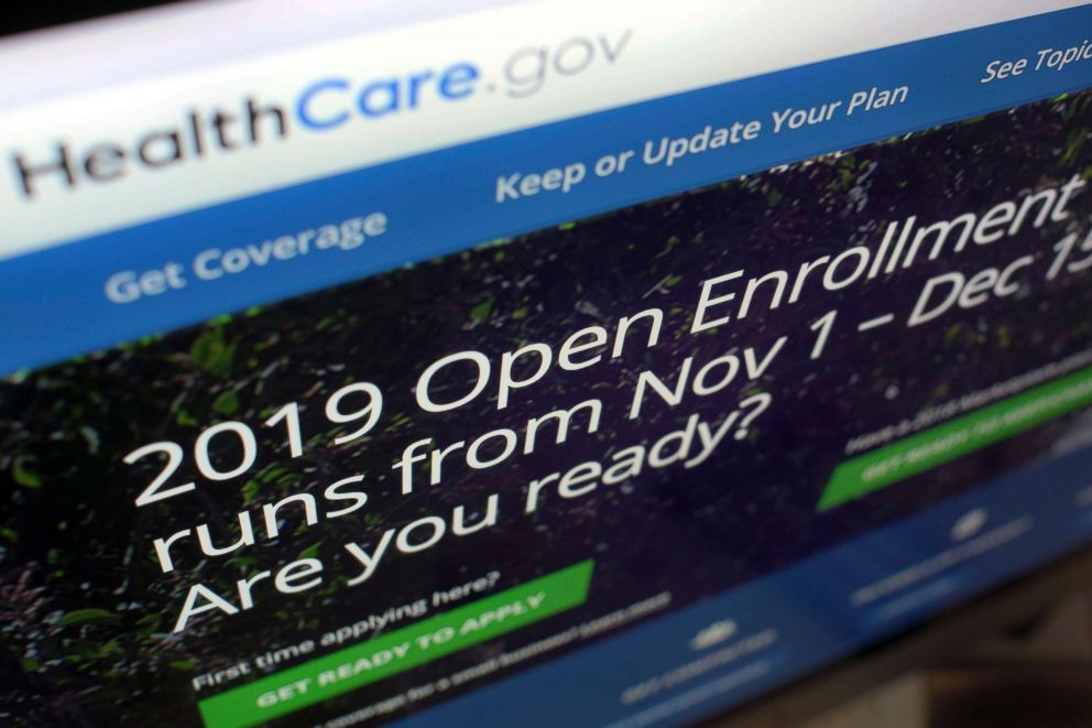 PHOTO: This Oct. 23, 2018, file photo shows HealthCare.gov website on a computer screen in New York. 