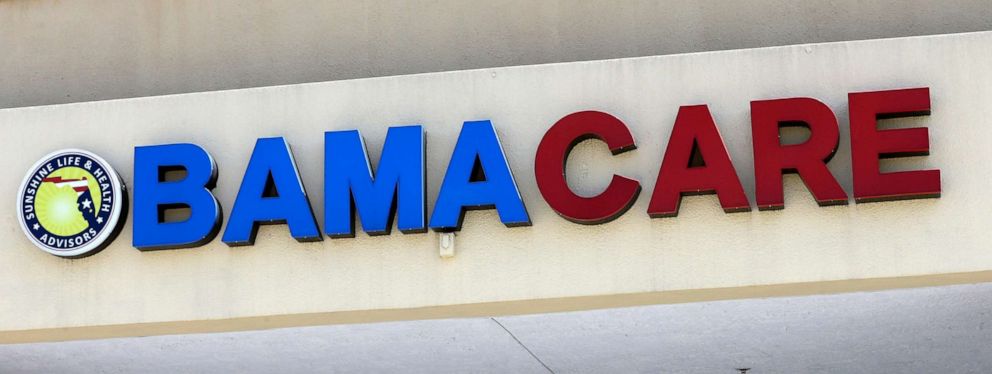 PHOTO: This May 11, 2017, file photo shows an Obamacare sign being displayed on the storefront of an insurance agency in Hialeah, Fla.
