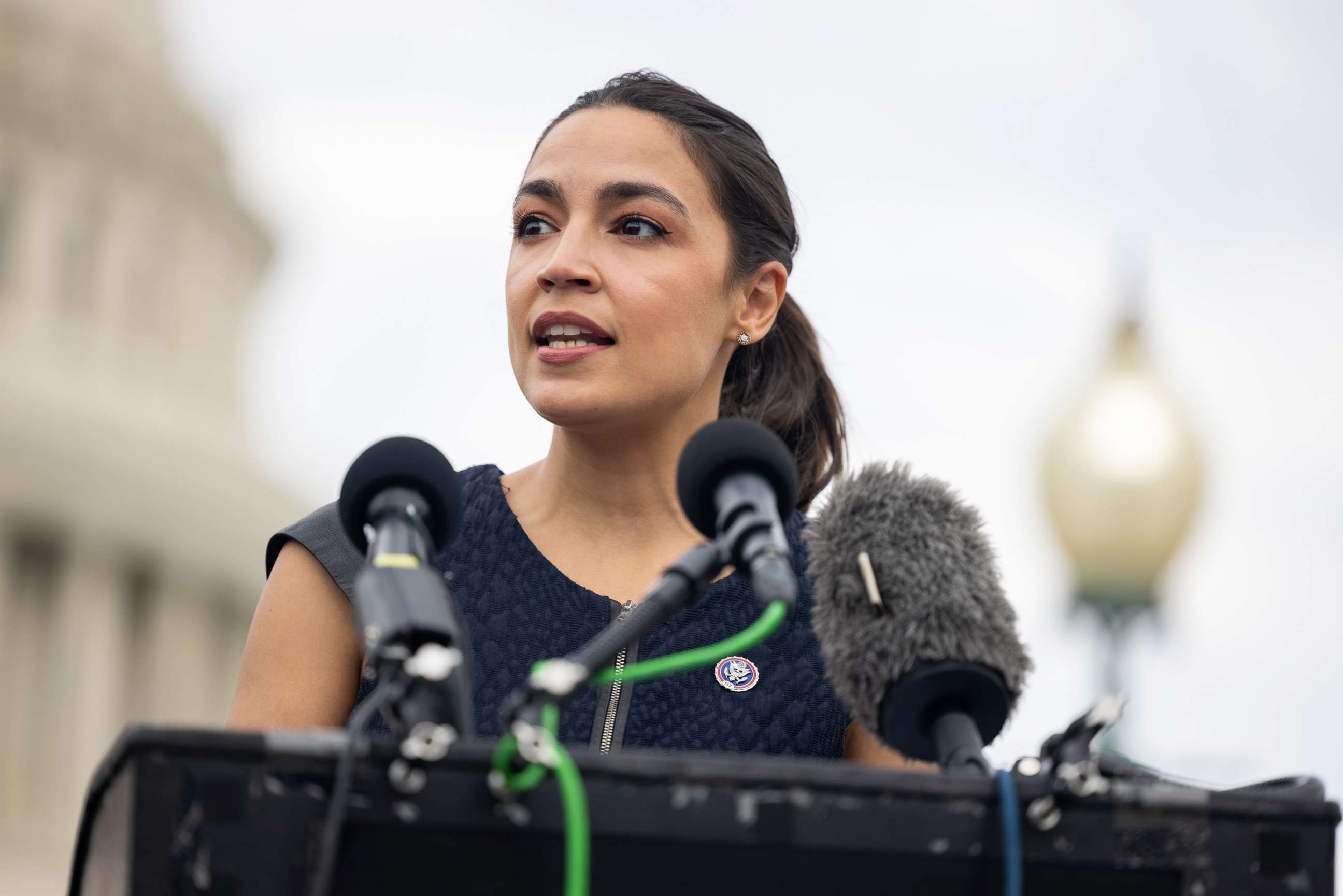 PHOTO: File image of Rep. Alexandria Ocasio-Cortez (D-NY) speaking in front of the U.S. Capitol on July 28, 2022 in Washington, D.C.