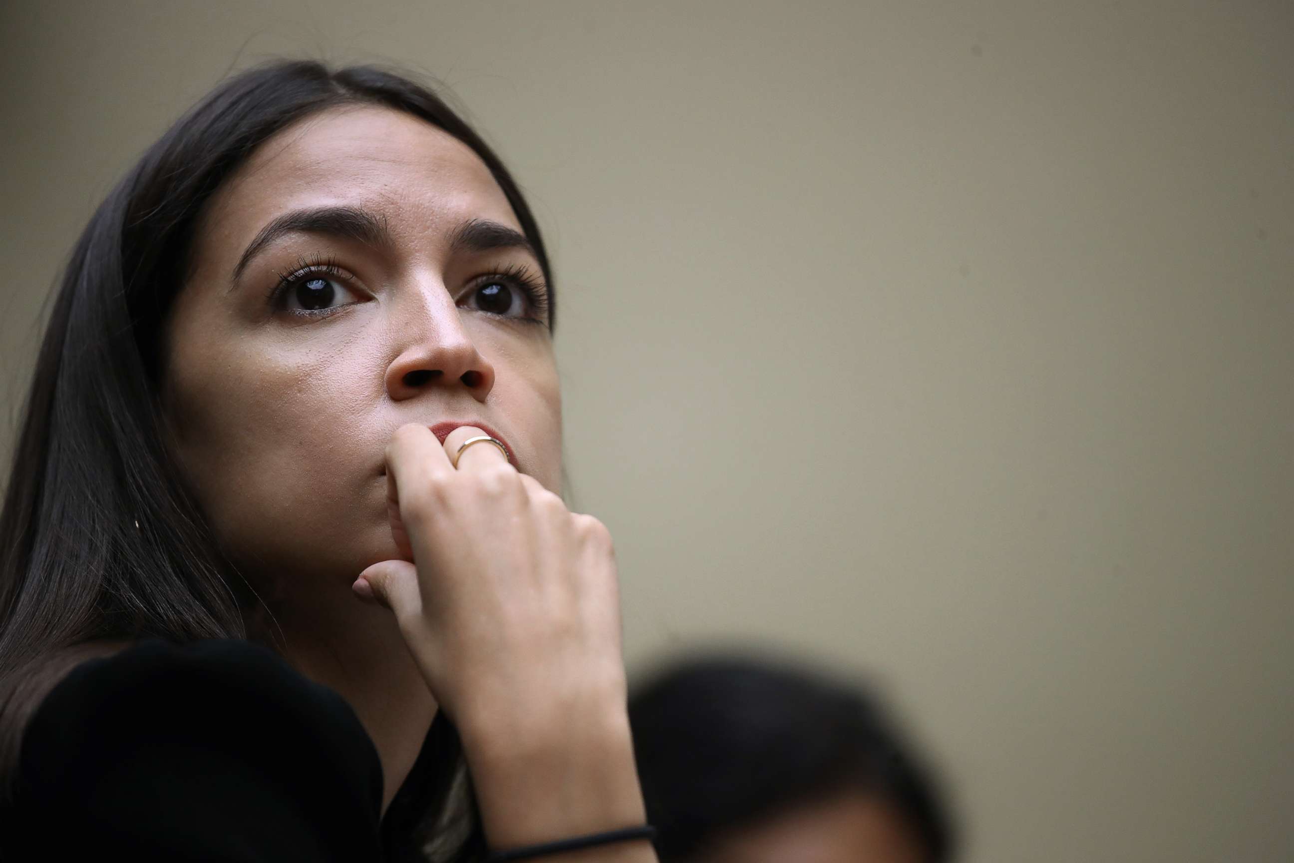 PHOTO: Rep. Alexandria Ocasio-Cortez listens during a meeting of the House Oversight and Reform Committee, July 18, 2019 in Washington, D.C.