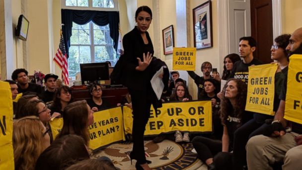 Alexandria Ocasio-Cortez opens freshman orientation by leading protest at  Nancy Pelosi's office - ABC News