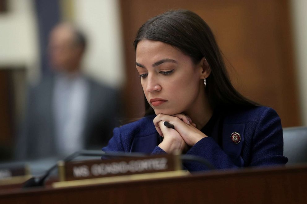 PHOTO: Representative Alexandria Ocasio-Cortez listens to testimony during a House Financial Services Committee hearing on student debt and student loan servicers, on Capitol Hill in Washington, D.C., September 10, 2019.