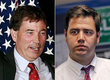 PHOTO: From left:Troy Balderson appears at a rally in Newark, Ohio, July 30, 2018.|Danny OConnor attends an event at the Democrat Party office in Delaware, Ohio, July 19, 2018.