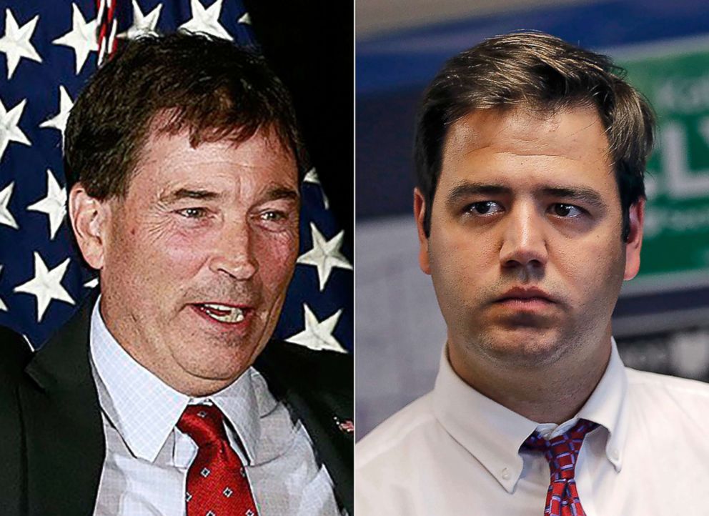 PHOTO: From left:Troy Balderson appears at a rally in Newark, Ohio, July 30, 2018.|Danny O'Connor attends an event at the Democrat Party office in Delaware, Ohio, July 19, 2018.