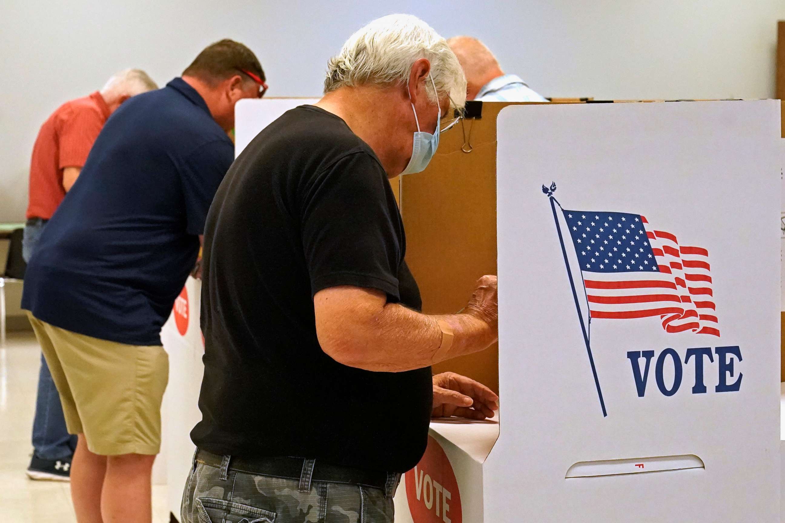PHOTO: People vote at an early voting location, June 23, 2022, in Oklahoma City.