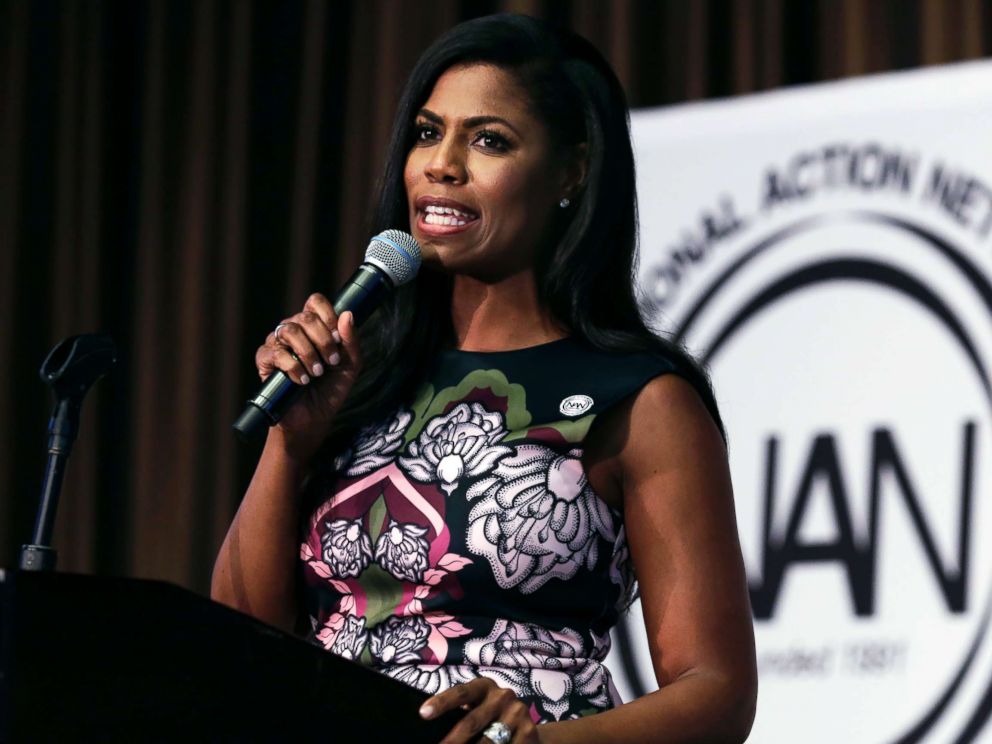 PHOTO: Omarosa Manigault speaks at the Womens Power Luncheon of the 2017 National Action Network convention in New York, April 27, 2017.