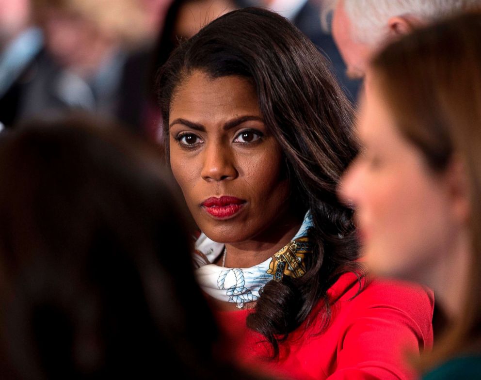 PHOTO: Omarosa Manigault Newman, White House Director of Communications for the Office of Public Liaison, waits to hear the President speak on combatting drug demand and the opioid crisis in the East Room of the White House, Oct. 26, 2017.