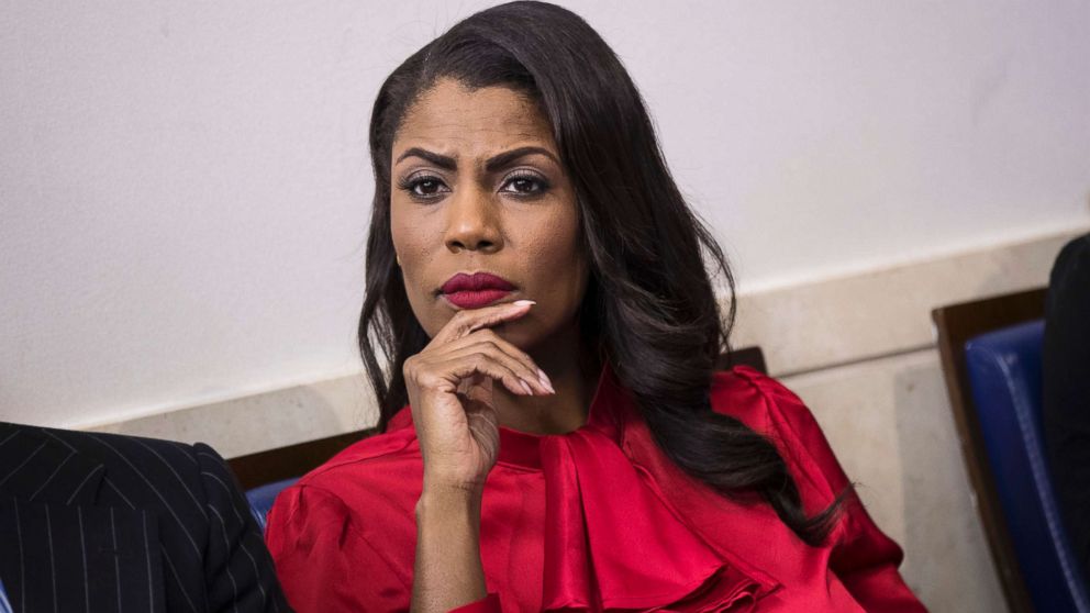  Director of Communications for the White House Public Liaison Office Omarosa Manigault listens during the daily press briefing at the White House, Oct. 27, 2017.
					