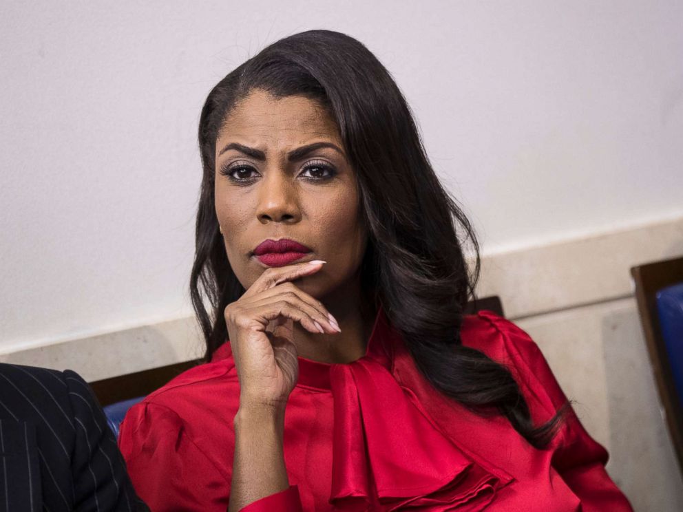 PHOTO: Director of Communications for the White House Public Liaison Office Omarosa Manigault listens during the daily press briefing at the White House, Oct. 27, 2017.