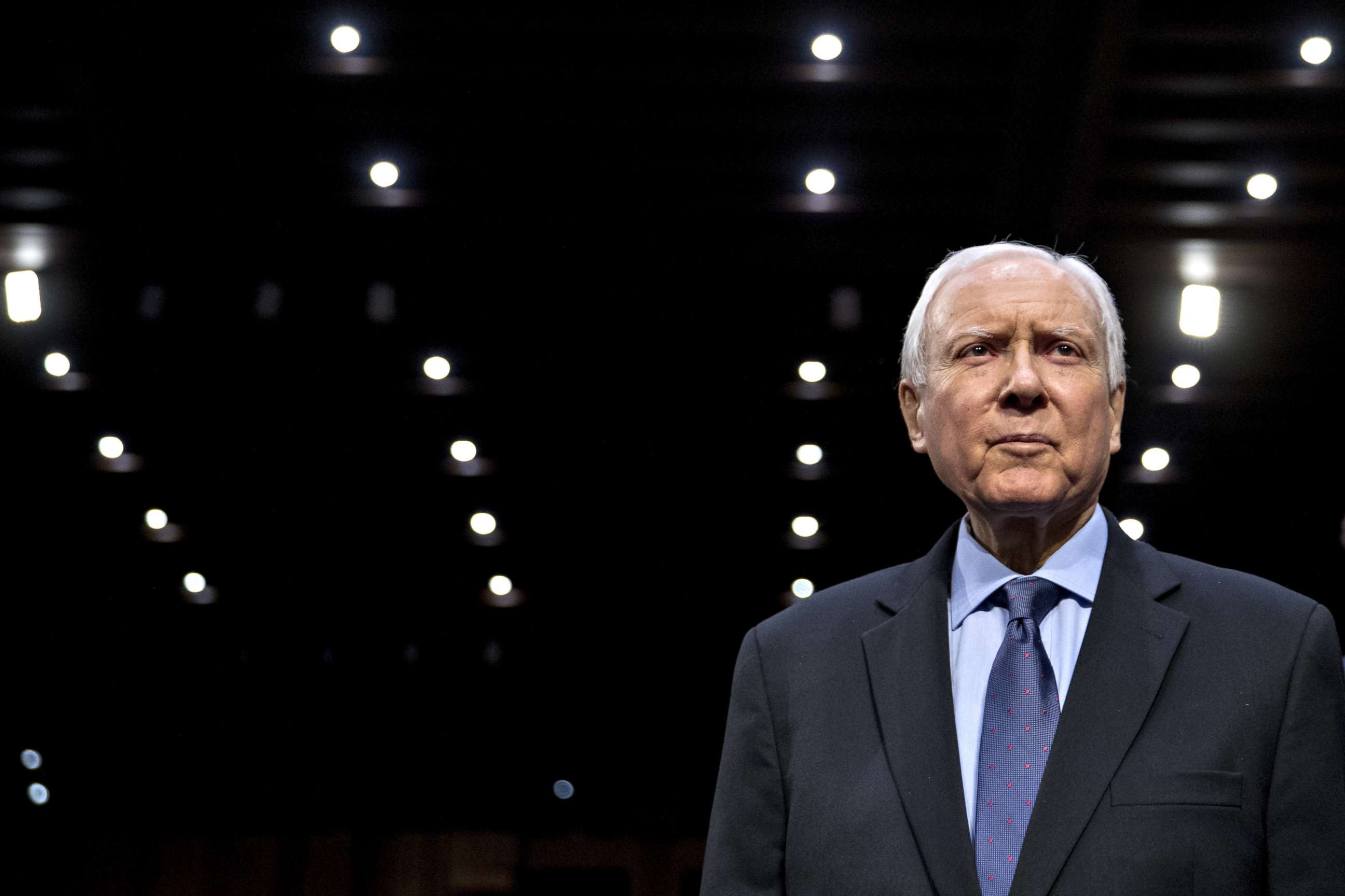 PHOTO: Senator Orrin Hatch arrives to introduce witnesses during a Senate Commerce, Science and Transportation Committee confirmation hearing with Federal Trade Commission (FTC) nominees in Washington, Feb. 14, 2018. 