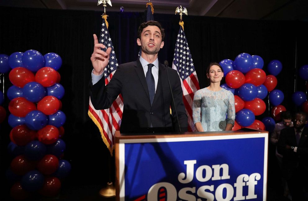 PHOTO: Democratic candidate Jon Ossoff delivers a concession speech after returns show him losing the race for Georgia's 6th Congressional District on June 20, 2017 in Atlanta, Georgia.