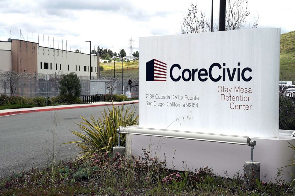 PHOTO: Signage is seen outside the Otay Mesa Detention Center amid the coronavirus disease (COVID-19) outbreak in San Diego, Calif., April 11, 2020. 