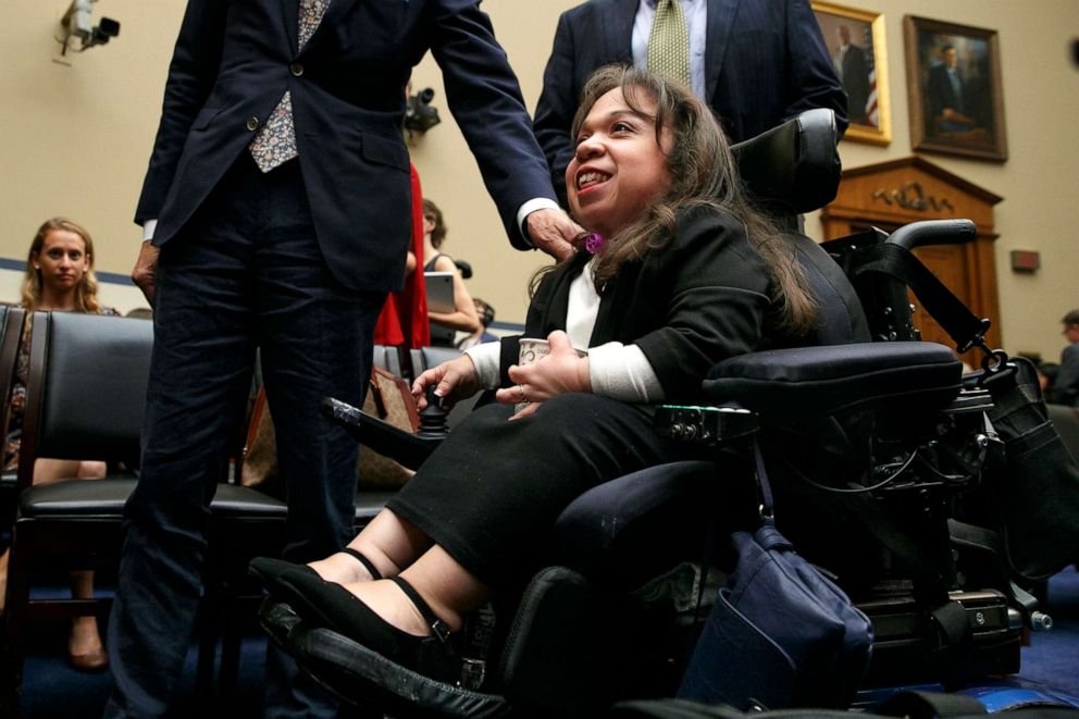 PHOTO: Maria Isabel Bueso, 24, of Concord, Calif., left, leaves a House Oversight subcommittee hearing, Sept. 11, 2019, in Washington.