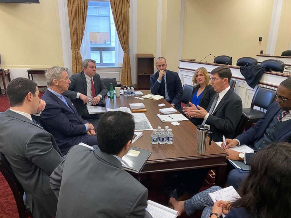 PHOTO: National Security Subcommittee Chairman Stephen Lynch leads a meeting with the House Oversight and Reform committee majority and minority staff, Feb. 6, 2020.